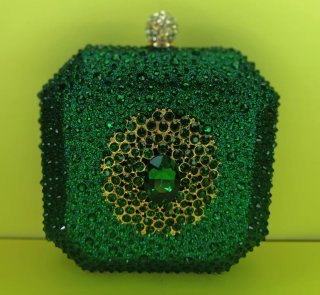 Bolso Clutch Joya Verde y Dorado