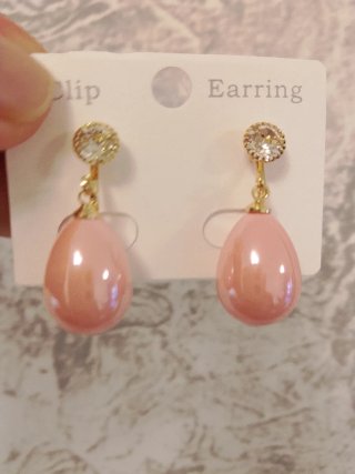 Pendientes clip perla rosa y turquesa