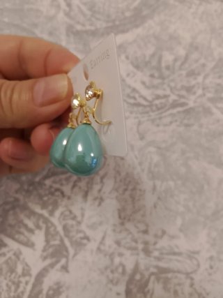 Pendientes clip perla rosa y turquesa