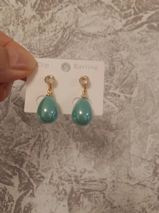 Pendientes clip perla rosa y turquesa