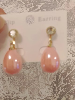 Pendientes clip perla rosa y turquesa