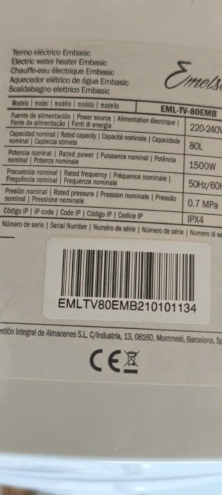 NEGOCIABLE Termo eléctrico Emelson 80L Clase C