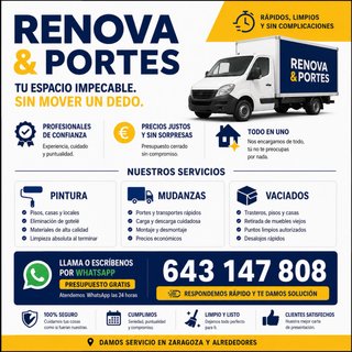 Servicios de  Pintura,Mudanzas, Portes y Vaciados