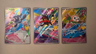 Trío Cartas Pokémon Alola Popplio Litten Rowlet