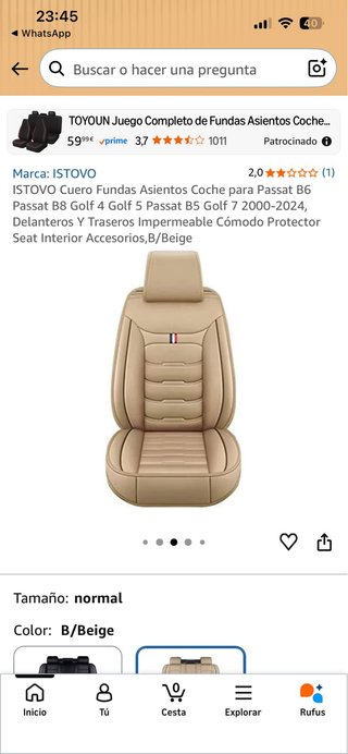 Fundas Asientos Coche Beige Passat B6/B8