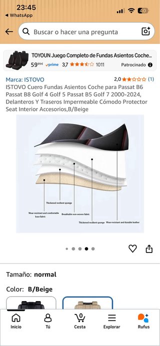 Fundas Asientos Coche Beige Passat B6/B8