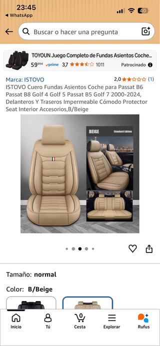 Fundas Asientos Coche Beige Passat B6/B8