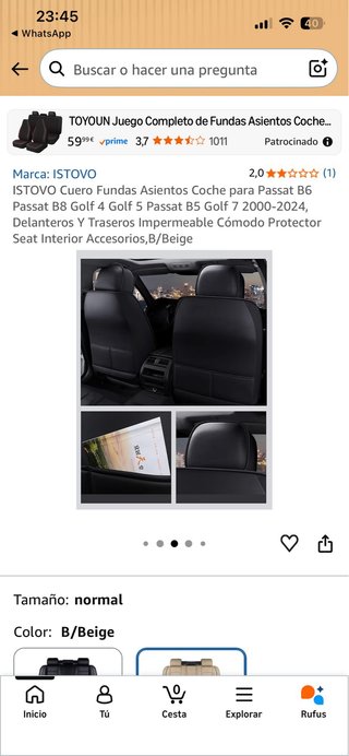 Fundas Asientos Coche Beige Passat B6/B8
