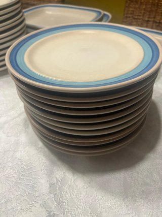 Vajilla Porcelana Blanca y Azul