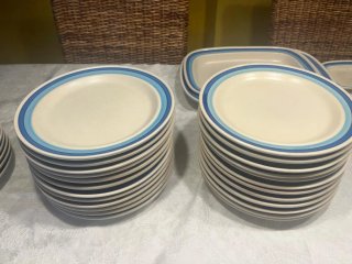Vajilla Porcelana Blanca y Azul