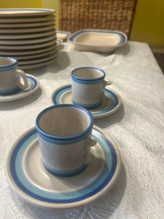 Vajilla Porcelana Blanca y Azul