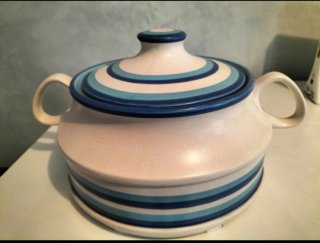Vajilla Porcelana Blanca y Azul