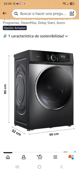 Cecotec Lavadora 8Kg Carga Frontal