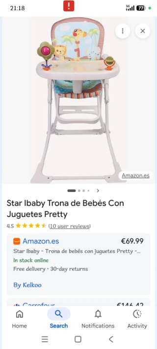 Trona para bebé con diseño de animales