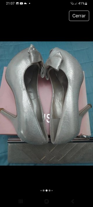 Lote Zapatos y Bolso Plata Talla 38