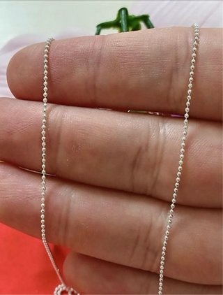 Elegante Cadena Bolitas 50cm Plata De Ley 925