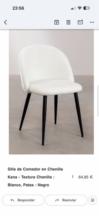Silla Comedor Chenilla Borreguito Patas Negras