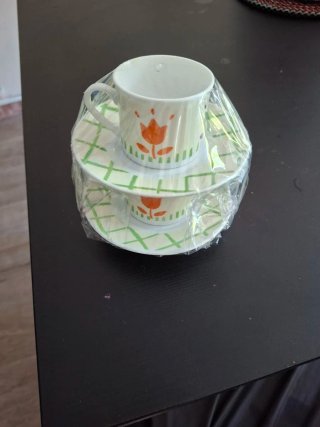 2 Tazas y Platos Porcelana Flores