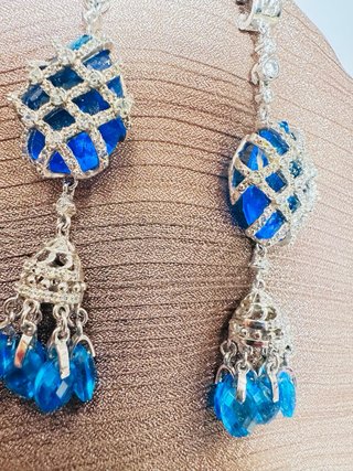 Pendientes Plata 925 Circonitas Azul