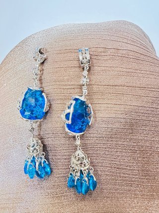 Pendientes Plata 925 Circonitas Azul