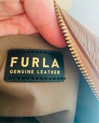 Bolso Piel Marrón Furla Cinta Negra