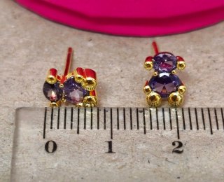 Pendientes Oso Tous Morado y Dorado