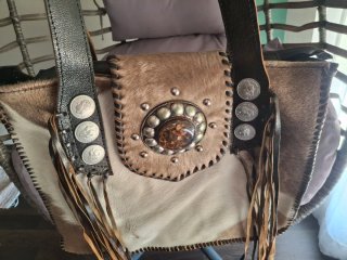Bolso de Pelo Beige y Marrón