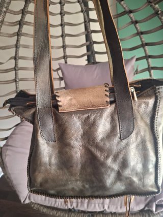 Bolso de Pelo Beige y Marrón