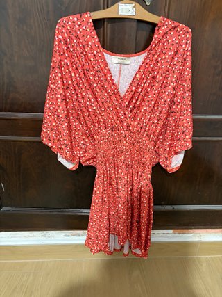 Vestido naranja floral Pull&Bear Talla S