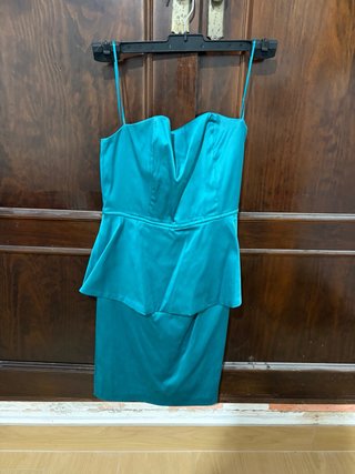 Vestido de fiesta verde azulado