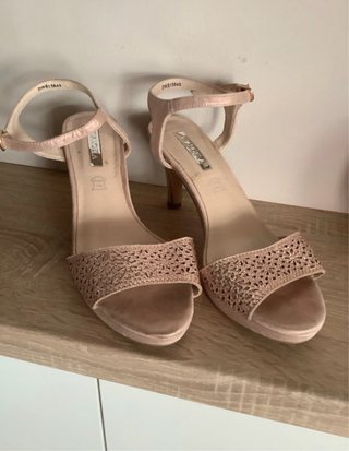 Sandalias tacón rosa nude