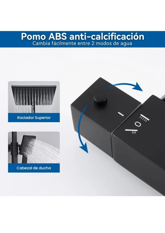 Columna Ducha Negra Termostática Auralum