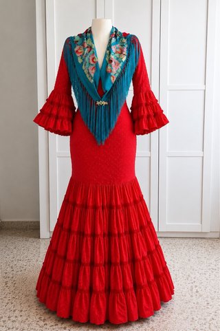 Vestido Flamenca coral.