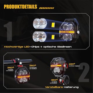 NUEVO! (260€) Faros LED Moto ECE E-Mark 120
