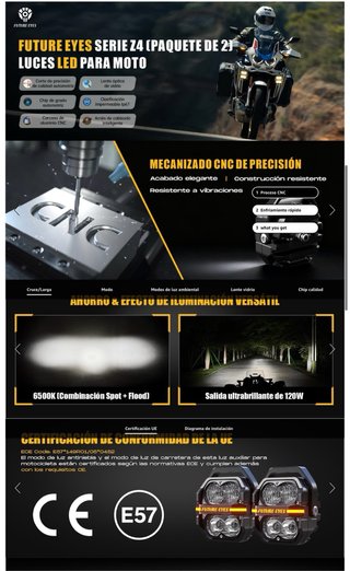NUEVO! (260€) Faros LED Moto ECE E-Mark 120