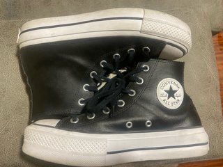 Converse negras piel plataforma talla 38