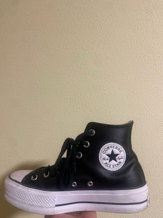 Converse negras piel plataforma talla 38
