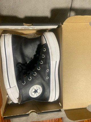 Converse negras piel plataforma talla 38
