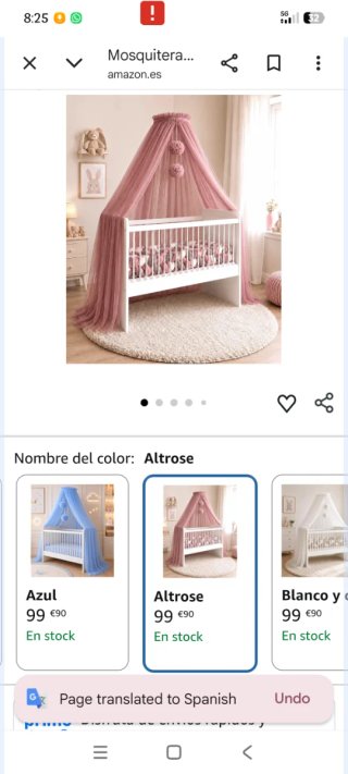 Dosel y mosquitera para cuna rosa