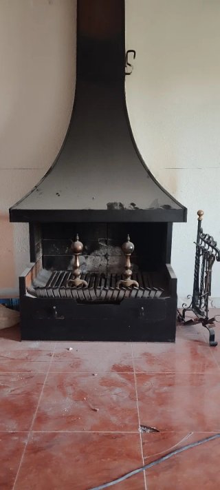 Chimenea metálica de leña con campana