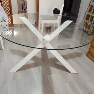 Mesa Banak Madera Maciza Cristal 140cm