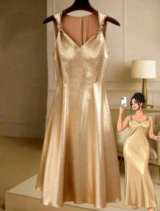 Vestido de fiesta dorado Shein