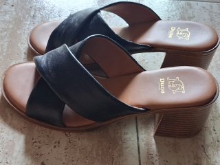 Sandalias Dune London Piel Negra Tacón