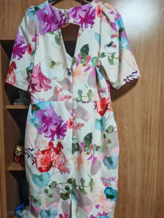 Vestido fiesta estampado flores talla 46
