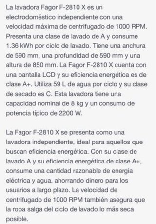 Lavadora Fagor F2810X