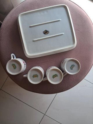 Set 4 Tazze e Piatto Vintage Fiori
