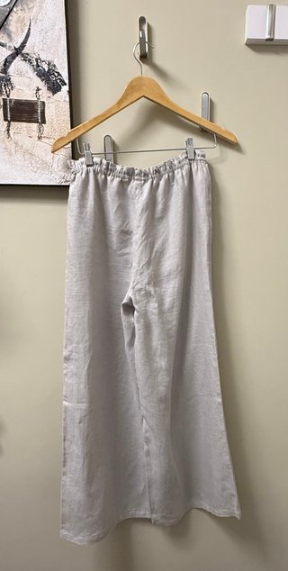 Top y pantalón lino gris talla XS Zara