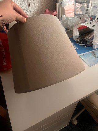 Lámpara de techo tela marrón y blanco
