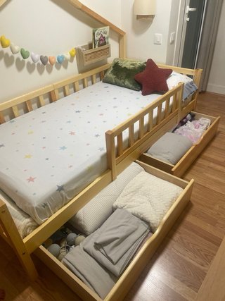 Cama infantil casita con cajones 90x200