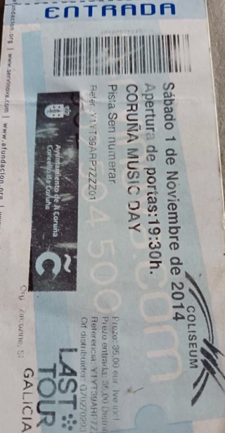 Entrada Placebo Last Tour Music Day 2014